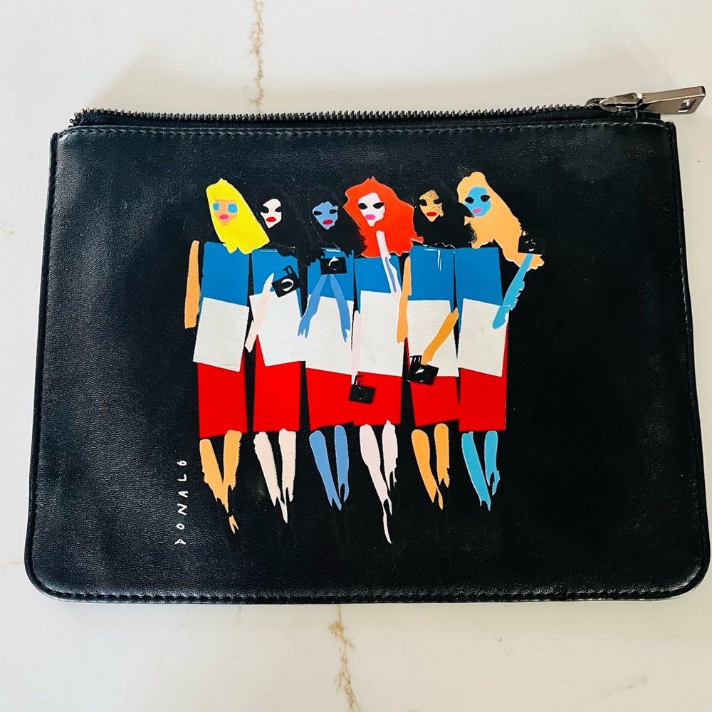 Black Designer Clutch with Artistic Print